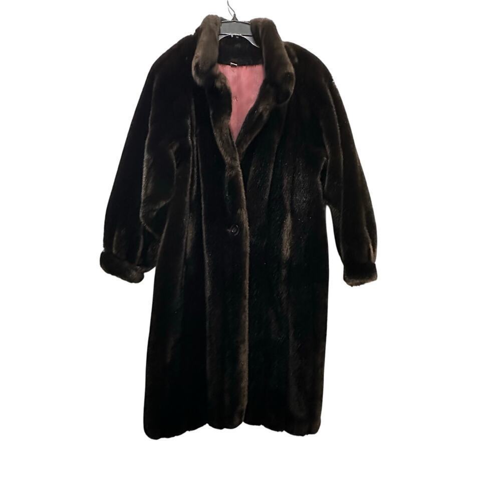 Grandella II Style By Sportowne Women's Brown Faux Fur Overcoat Size 8